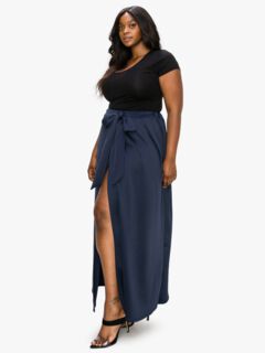 KELSEY WRAP MAXI SKIRT, Navy / Navy, alternate image number 2