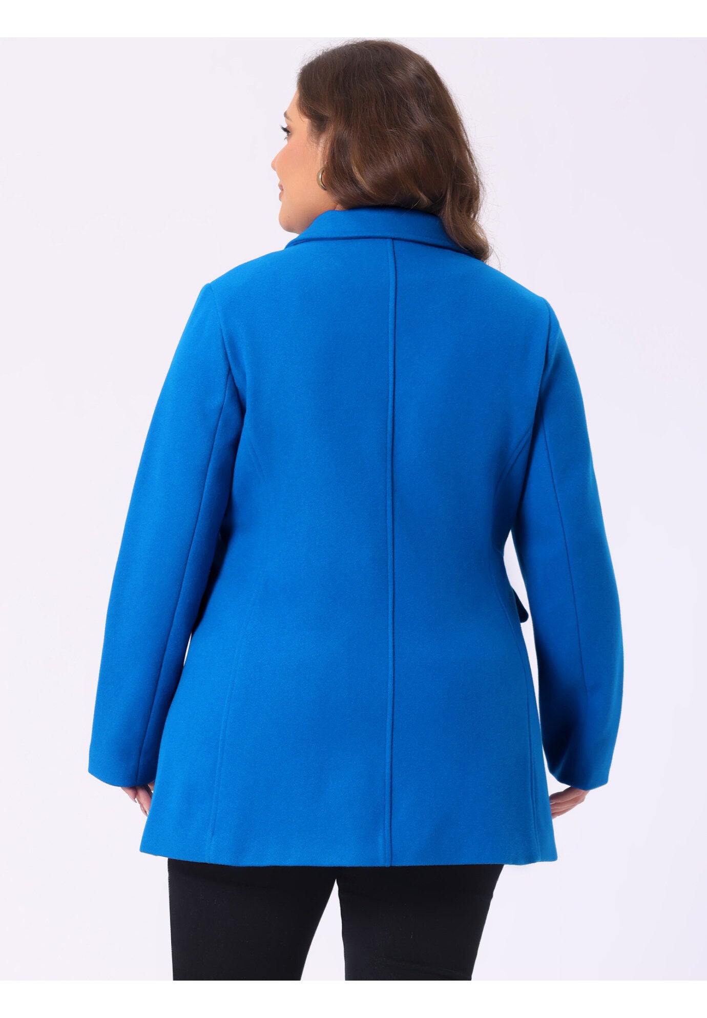 NOTCHED LAPEL DOUBLE BREASTED COAT, Royal Blue / Royal Blue, alternate image number 3