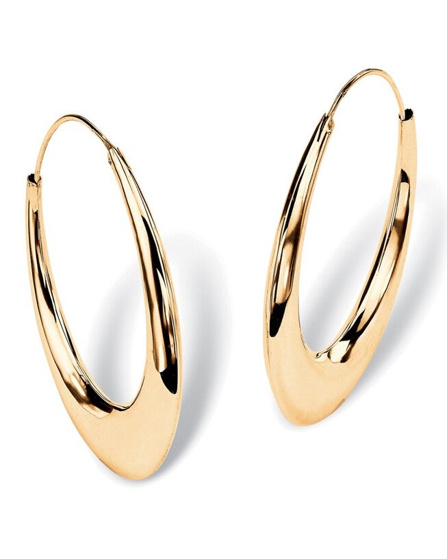 18k Yellow Gold-plated Sterling Silver Puffed Hoop Earrings 1 7/8 inches, Yellow / Yellow, hi-res image number 0