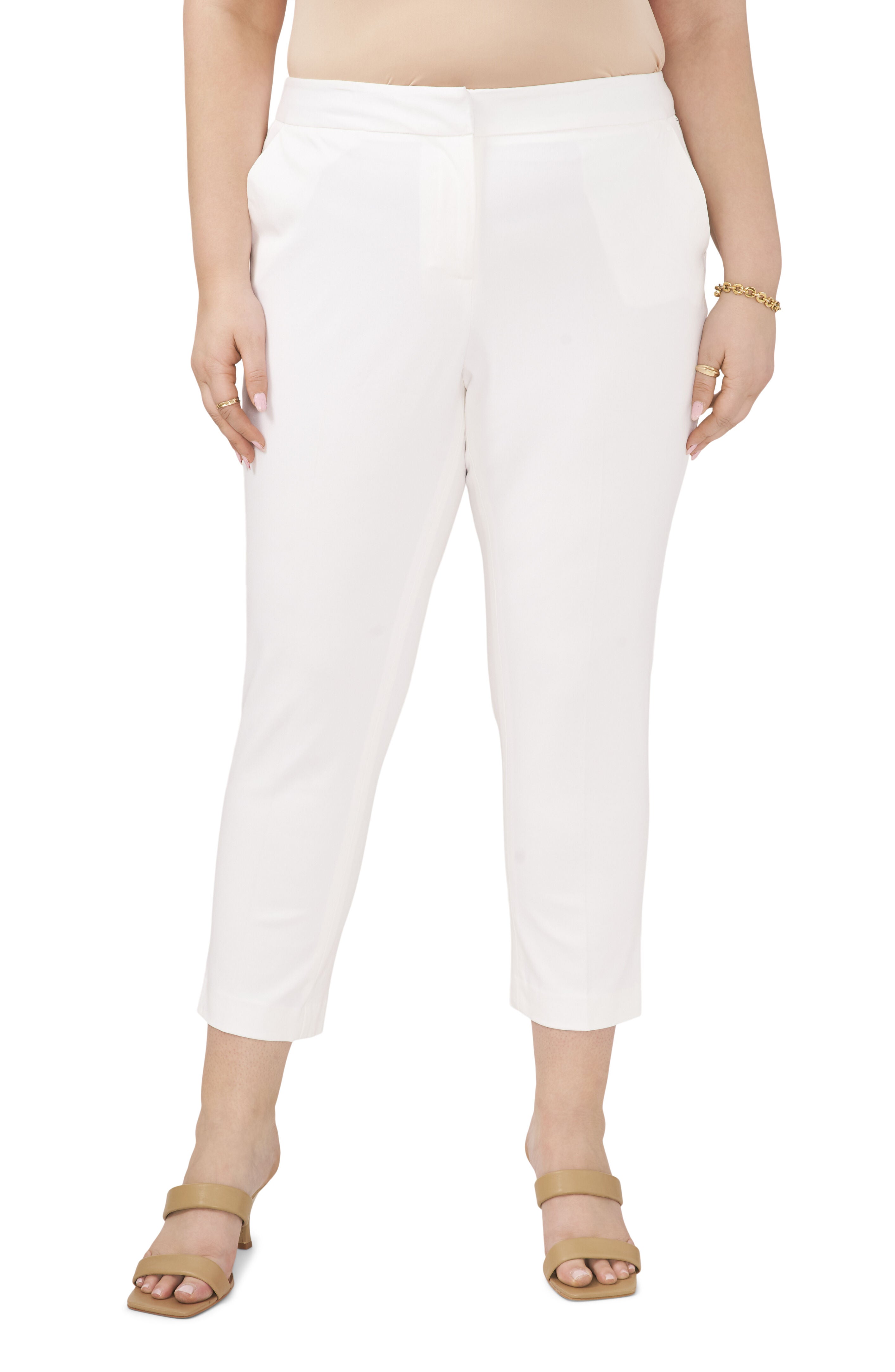 Front Zip Slim Leg Bi-Stretch Twill Pant, Ultra White / White, alternate image number 3
