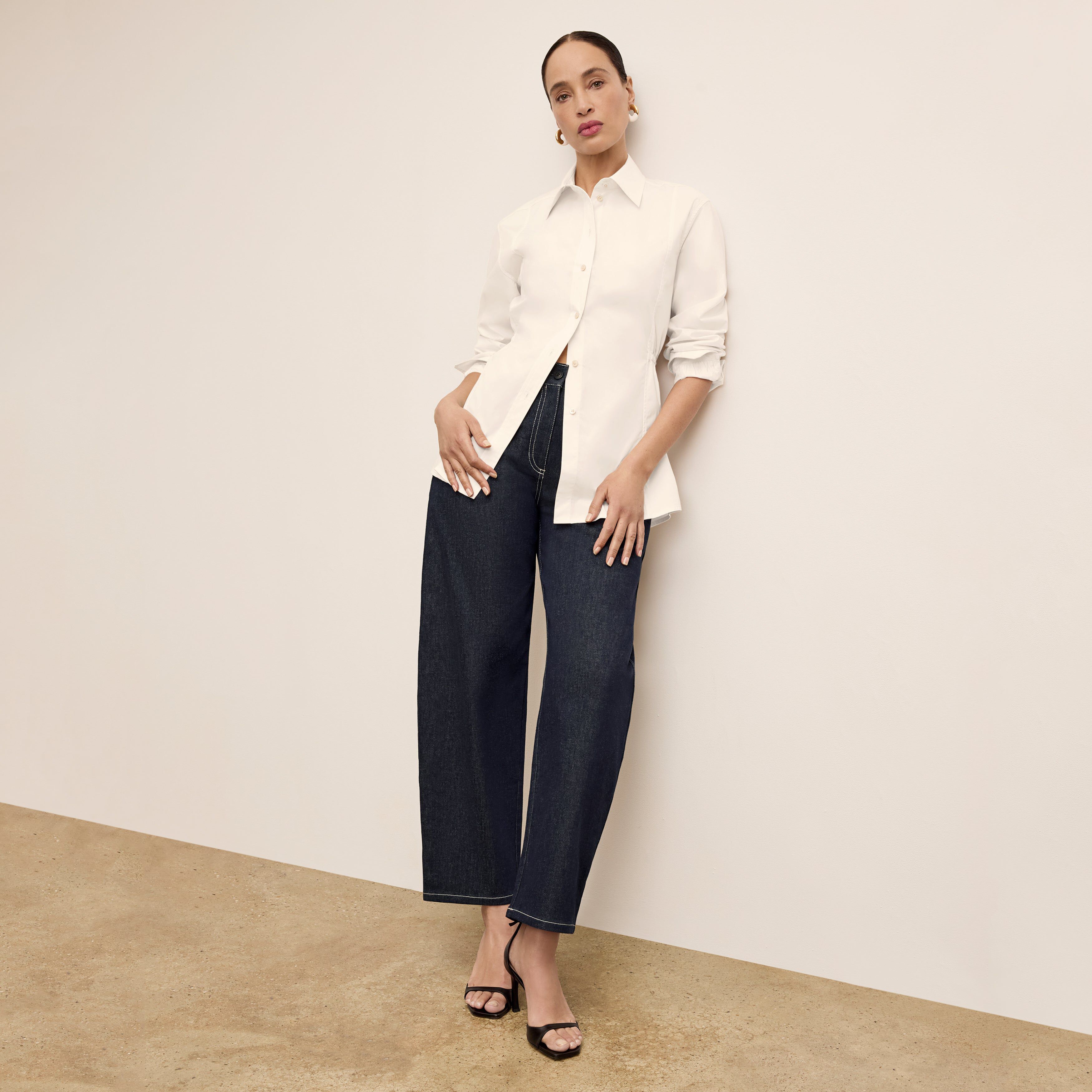 Bentley Al Fresco Shirt - Cotton Poplin, Eggshell / White, alternate image number 1