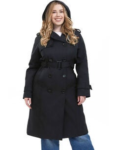 Water-Resistant Hooded Trench Coat