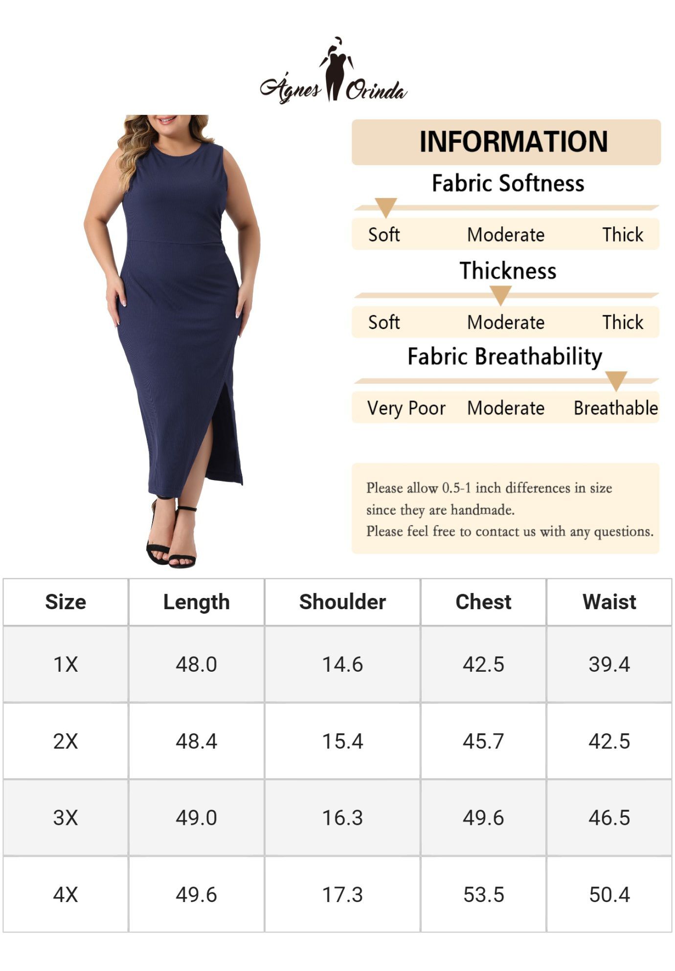 Knit Slit Tank Midi Ruched Sleeveless Bodycon Dress, Navy Blue / Navy, alternate image number 4