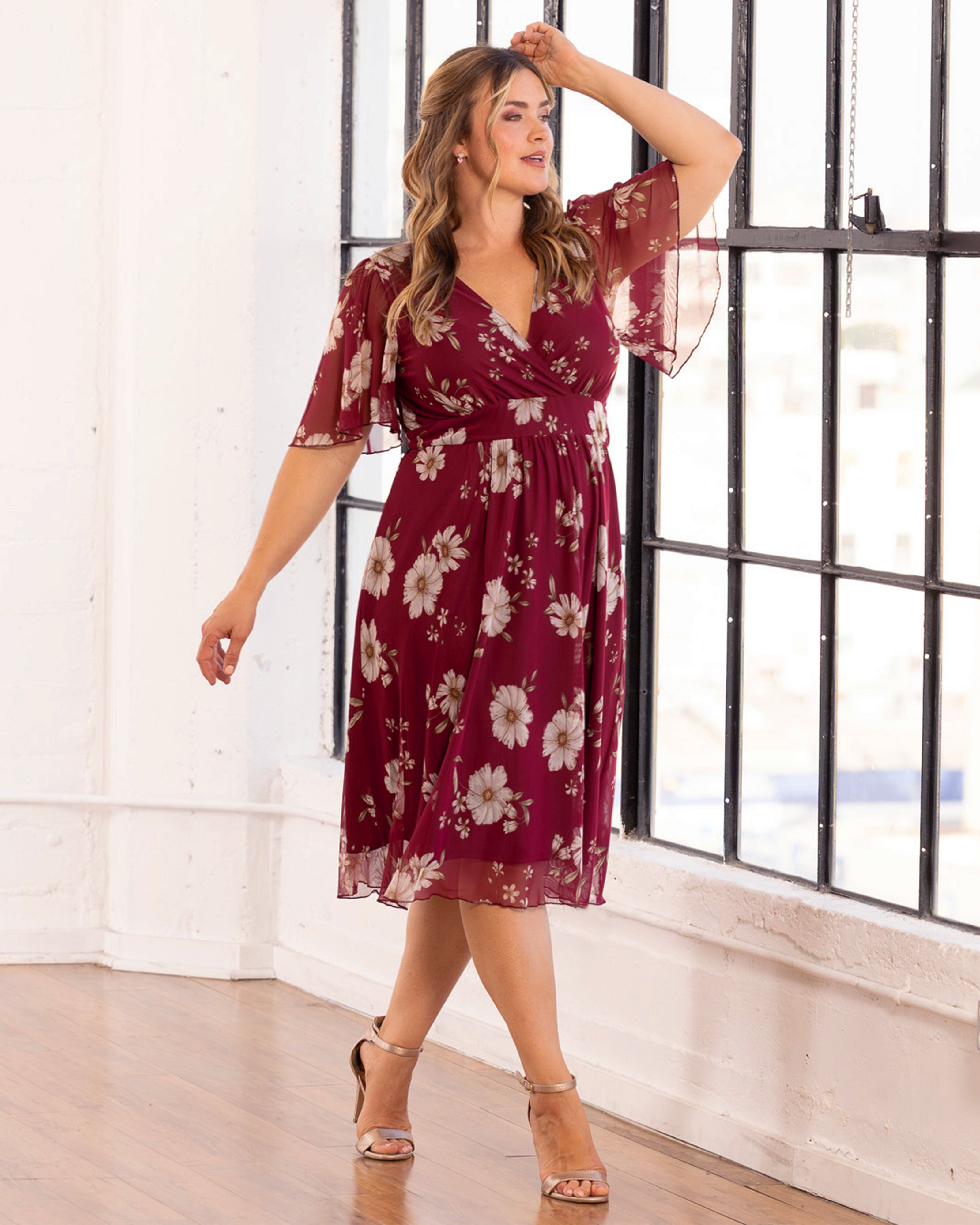 Margot Mesh Cocktail Dress, RASPBERRY FLORAL PRINT / Raspberry, alternate image number 4