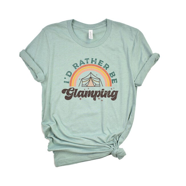I'd Rather Be Glamping Short Sleeve Graphic Tee, Seafoam / Dusty Blue, hi-res image number null