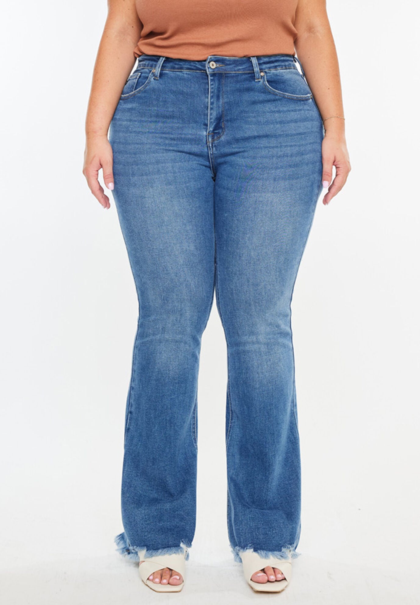 Tia Essentials High Rise Bootcut Jeans (Plus Size), Medium Wash / Medium Wash, hi-res image number 0