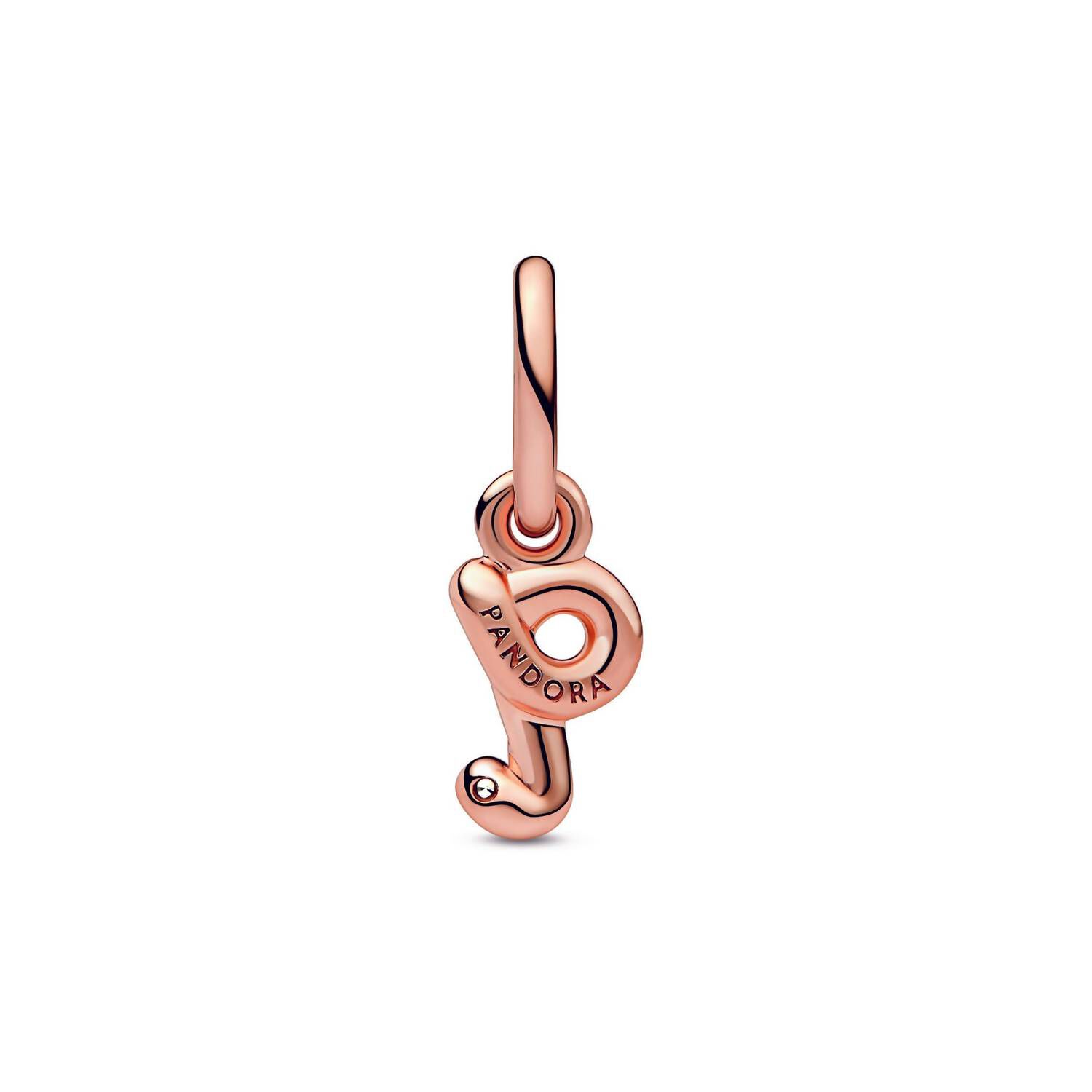 LETTER Q SCRIPT ALPHABET DANGLE CHARM IN ROSE GOLD, , alternate image number 4