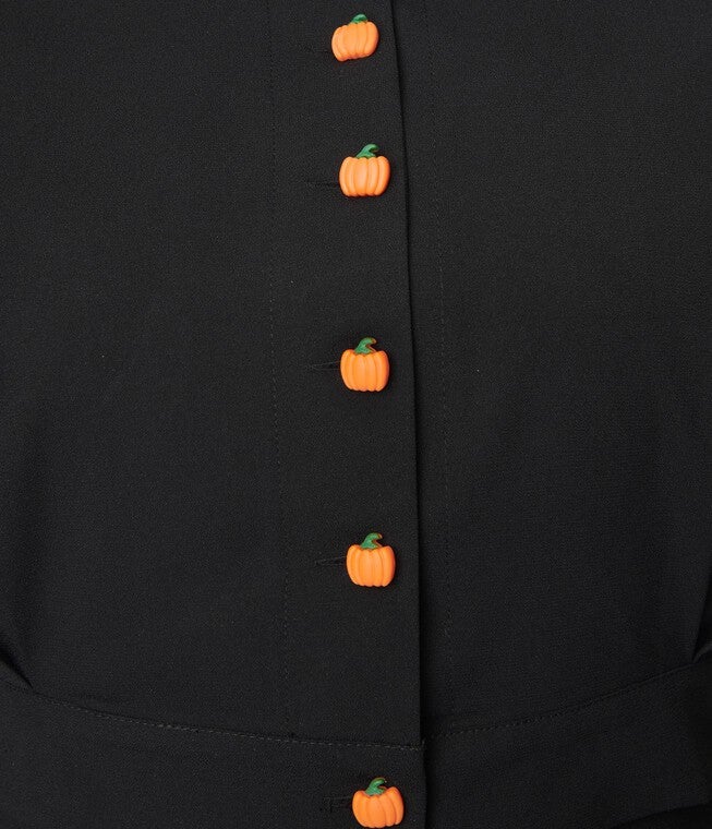 Unique Vintage Black & Pumpkin Button Varsity Crop Cardigan, , alternate image number null