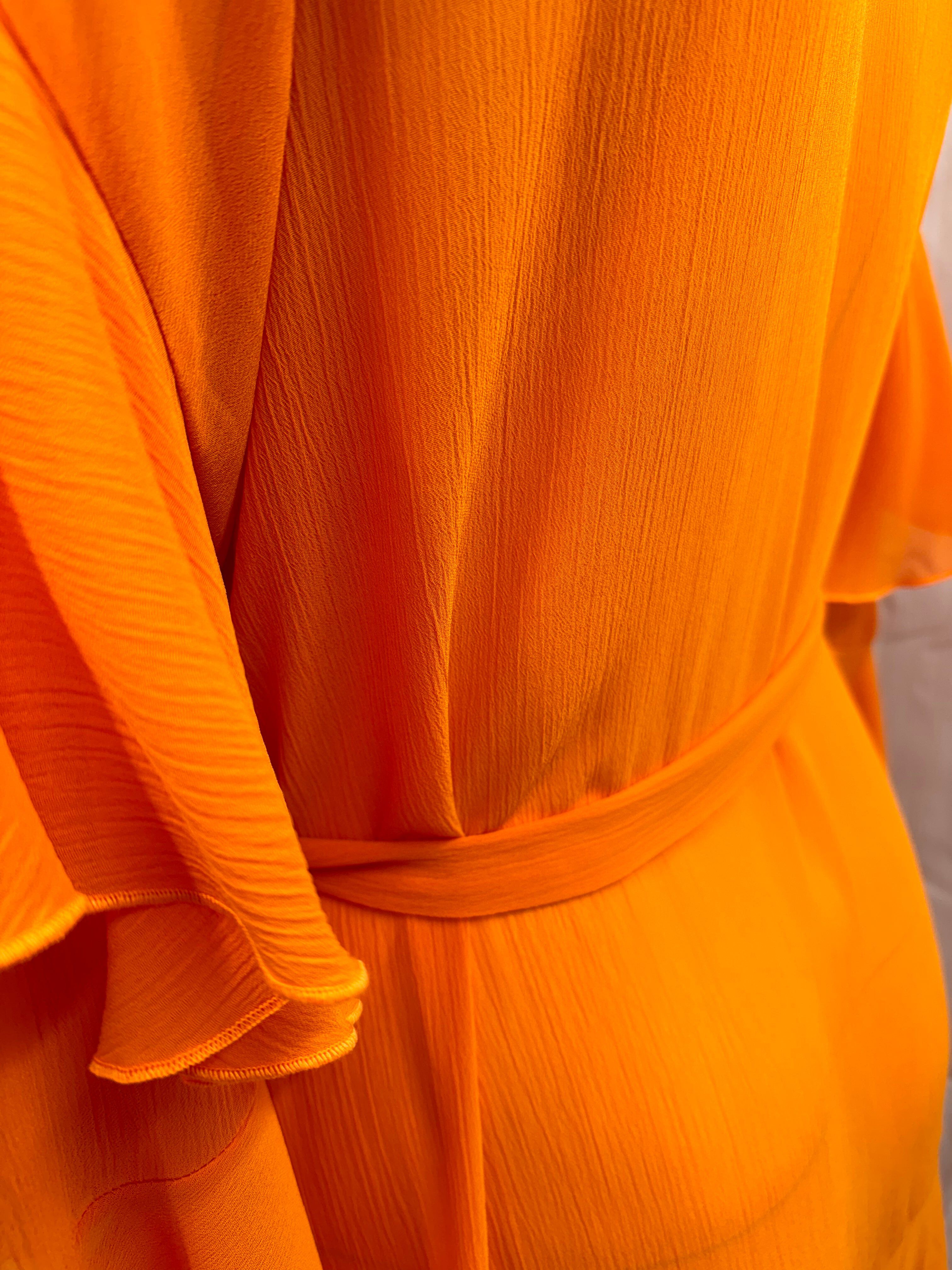 Korinne Deluxe Kaftan With Neck Tie Neon Orange, Orange / Orange, alternate image number 4