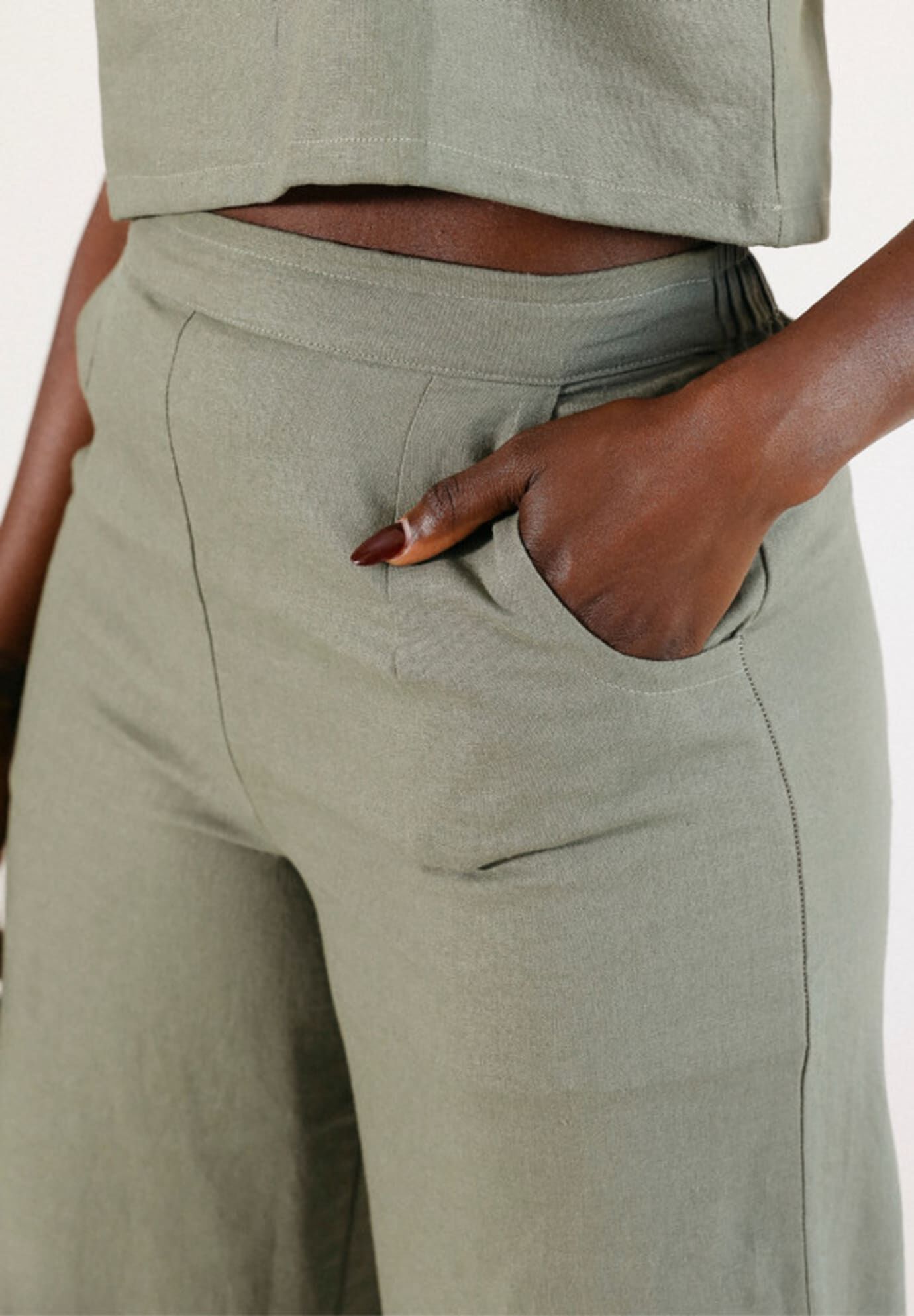 Nin Linen Pant, Olive / Olive Green, alternate image number 2