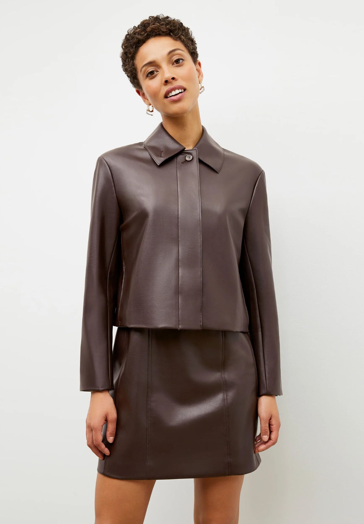 Chloe Dress - Vegan Leather, Brown / Brown, alternate image number 1