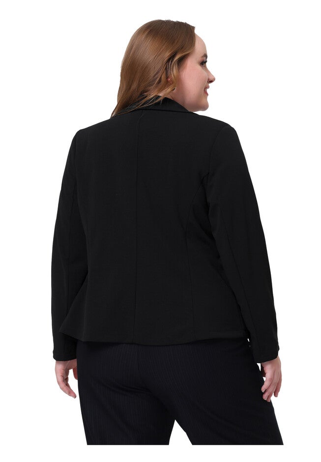 NOTCH LAPEL BUTTONS FRONT BLAZER, Black / Black, alternate image number 3
