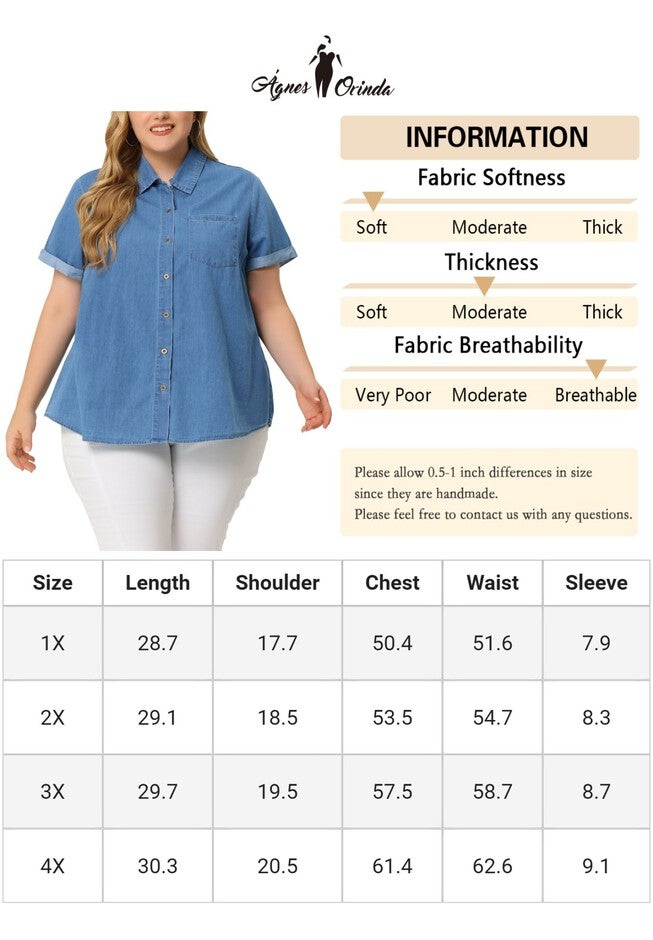 Roll Sleeve Chambray Button Down Denim Shirt, Blue / Chambray Denim Medium, alternate image number null