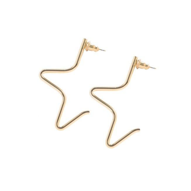 Medium 1/2 Star Earrings Gold, Gold / Gold, hi-res image number null
