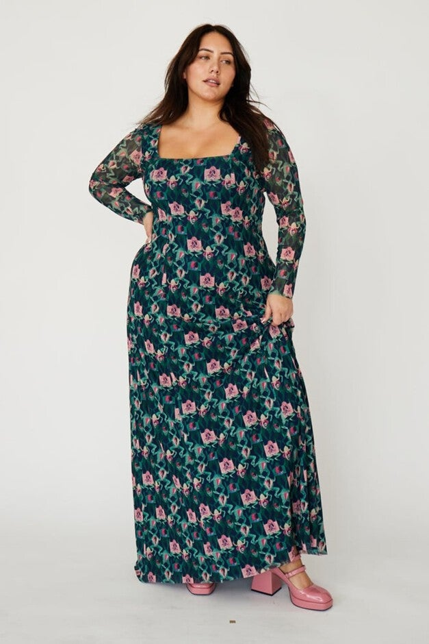 ARTIE MAXI DRESS, DISSECTED FROGS / Forest Green, alternate image number 2