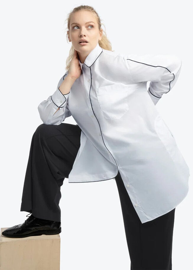 SIGNATURE TUNIC SHIRT PIPING, White / White, alternate image number 2