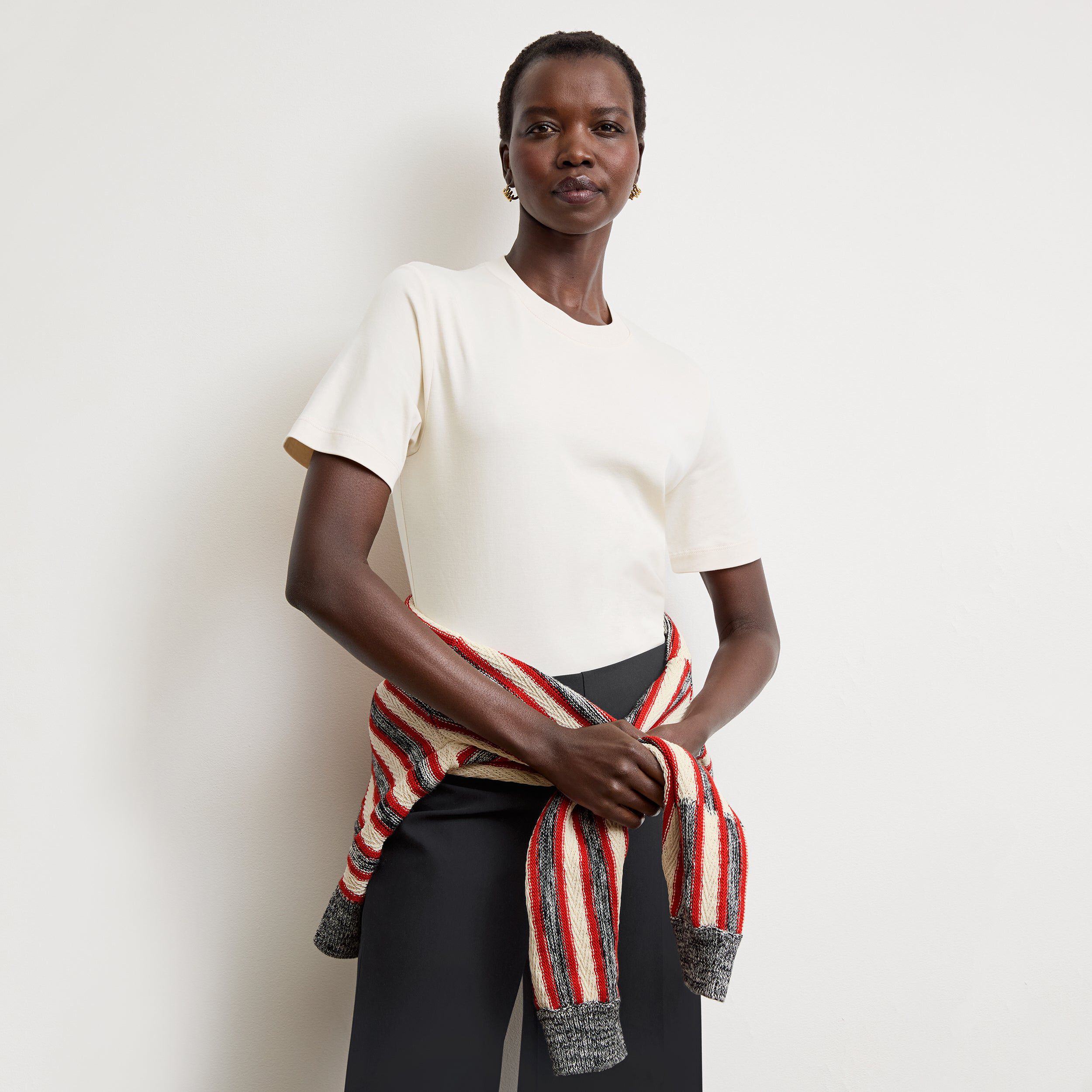 Leslie T-Shirt - Organic Pima Cotton, Ivory / Ivory, alternate image number 2