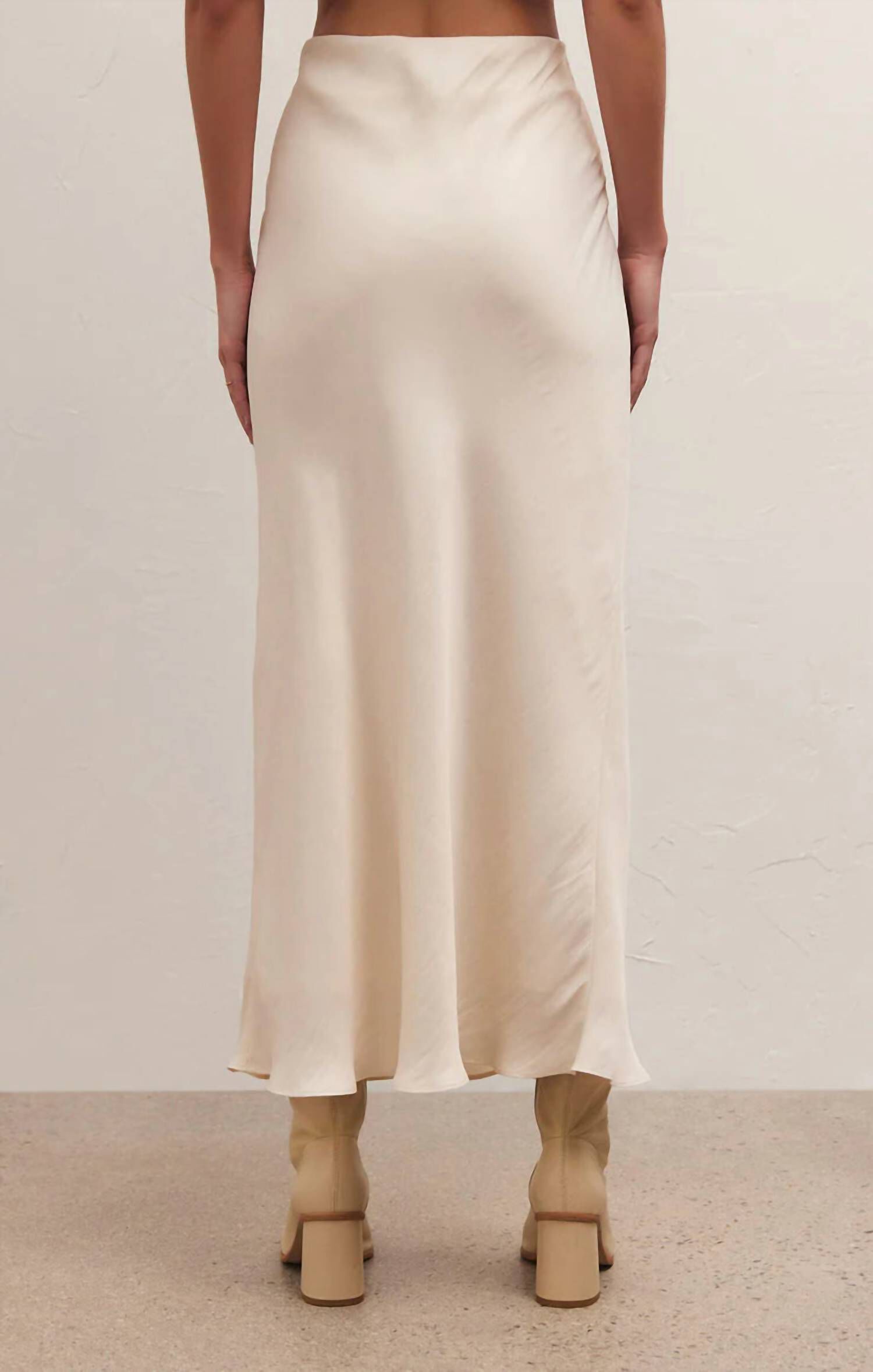EUROPA POLY SHEEN SKIRT IN SANDSTONE, Sandstone / Beige, alternate image number 2