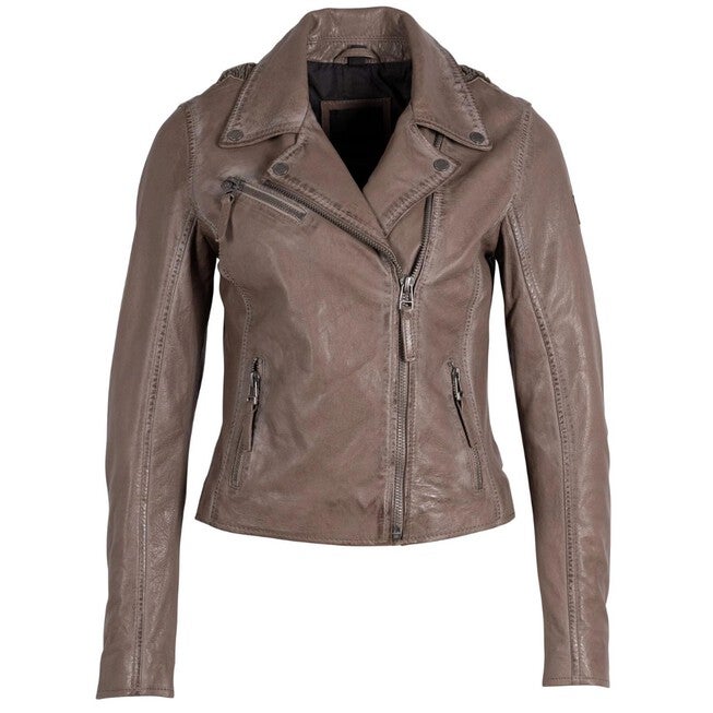 CHRISTY RF LEATHER JACKET, Taupe / Beige, hi-res image number null