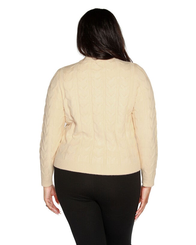 ZIP CABLE SWEATER, Cream / Cream, alternate image number 2