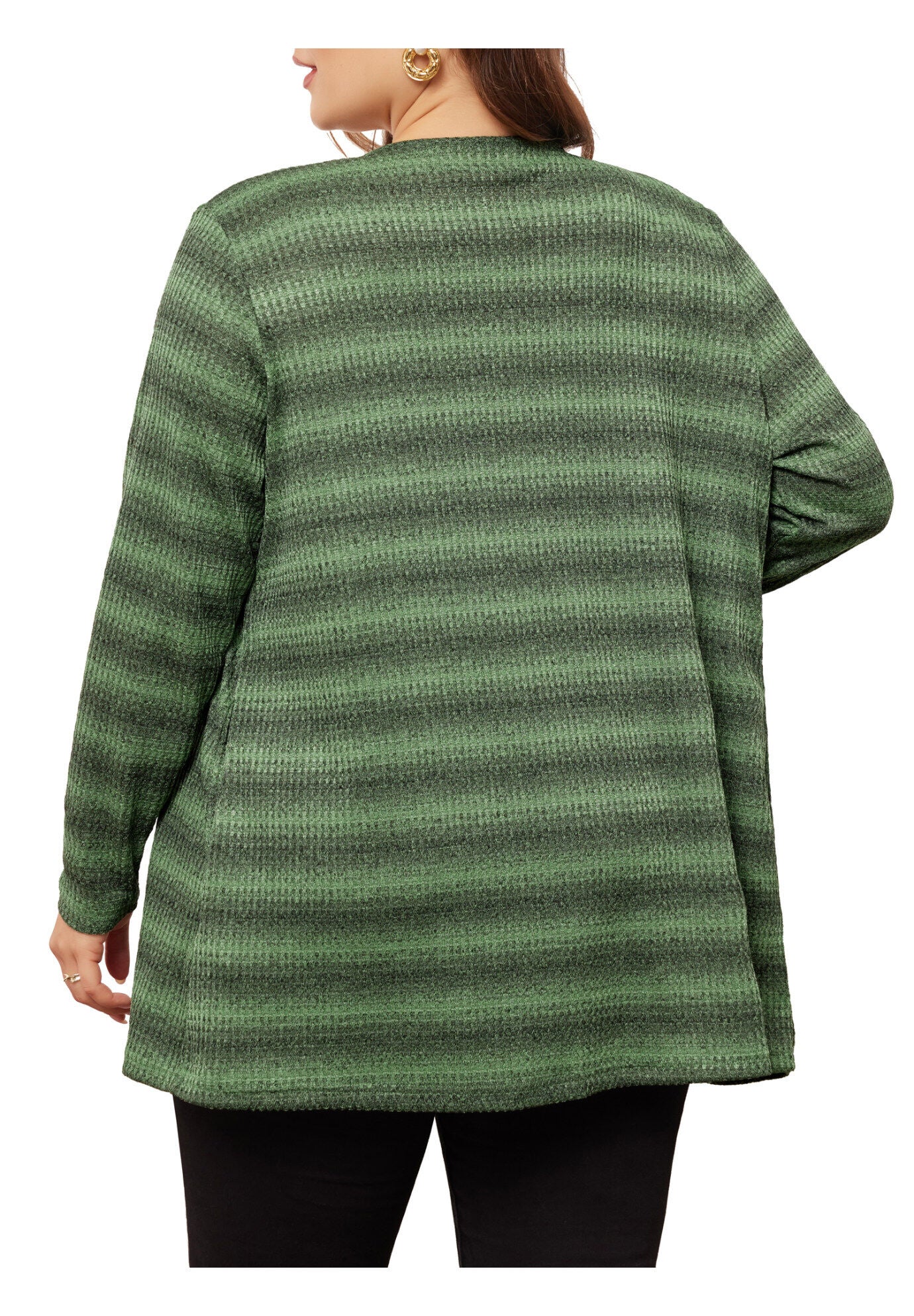 Lightweight Loose Open Front Tie Dye Cardigan, Green Black / Kelly Green, alternate image number 3
