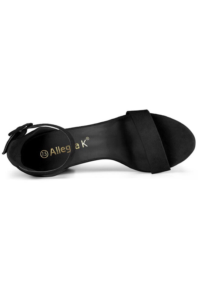 Open Toe Ankle Buckle Strap Block High Heel Sandals, Black / Black, alternate image number 3