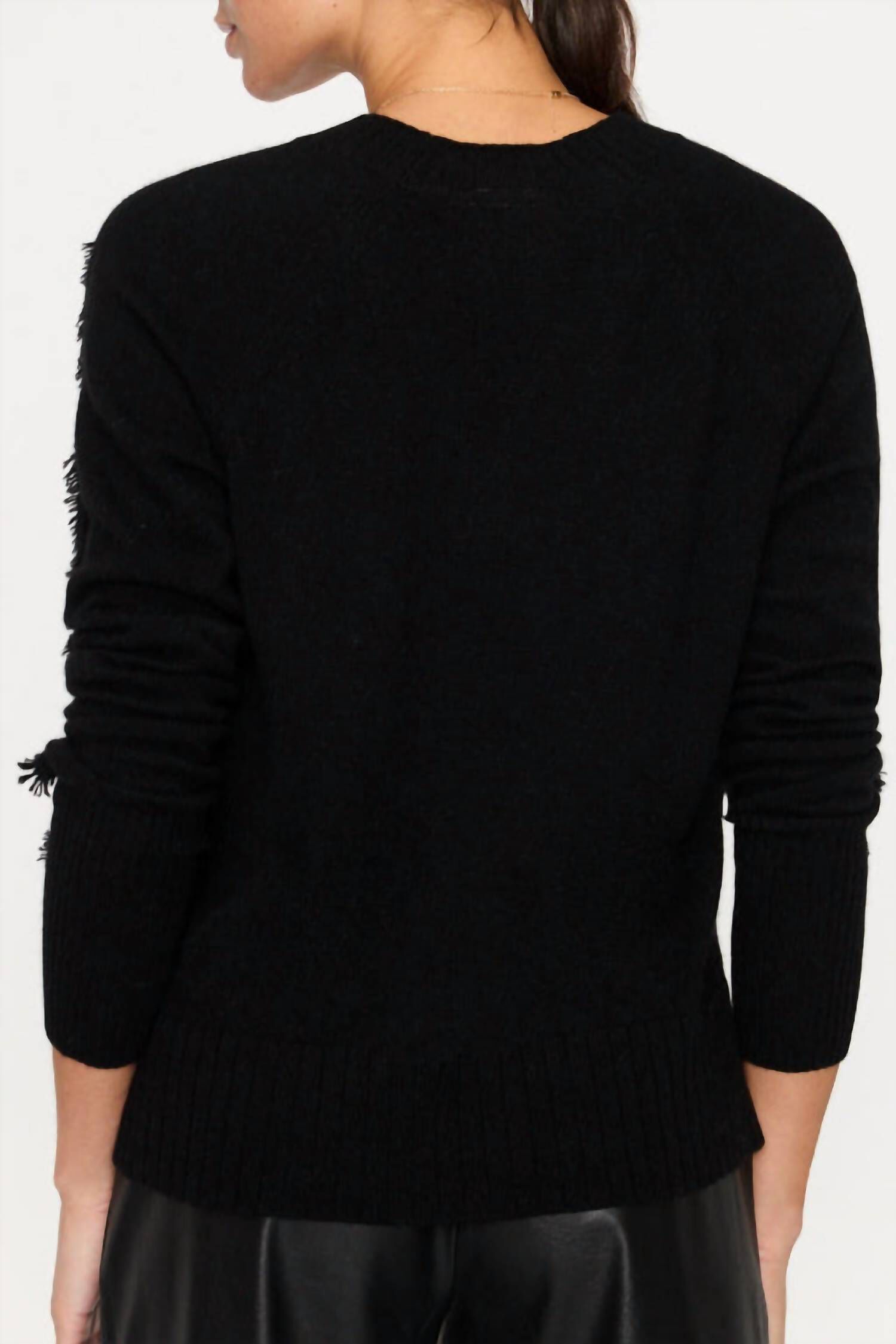 JOLIE FRINGE VEE IN BLACK ONYX, Black Onyx / Black, alternate image number 2