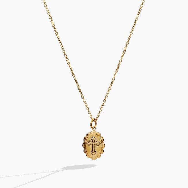 Cross Pendant Necklace, Gold / Gold, alternate image number 1
