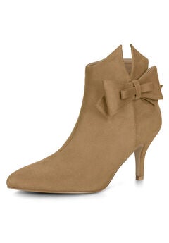 BOW DECOR STILETTO HEEL ANKLE BOOTS