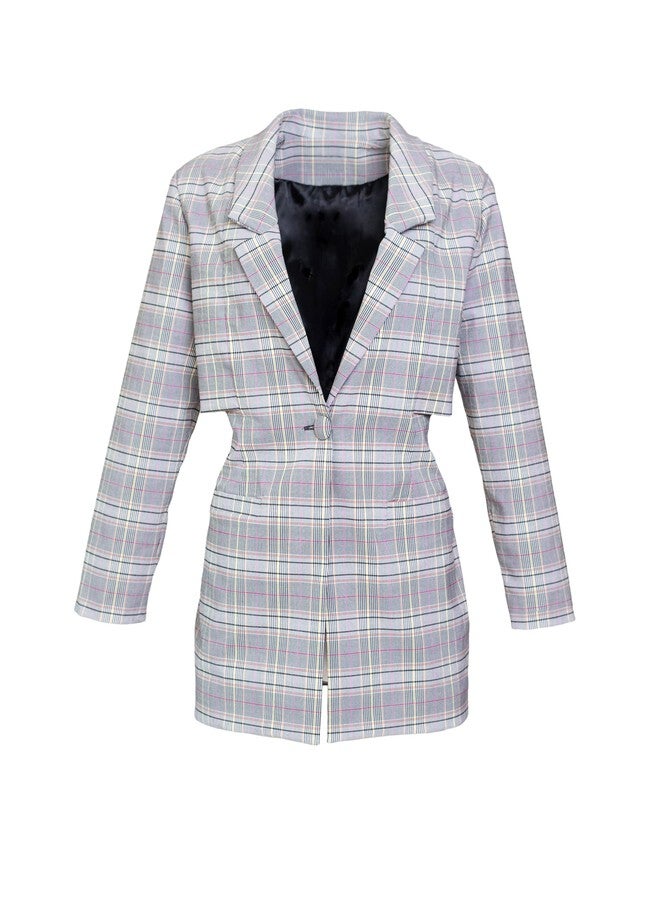 Plaid Cape Blazer, Light Grey / Light Grey, hi-res image number 0