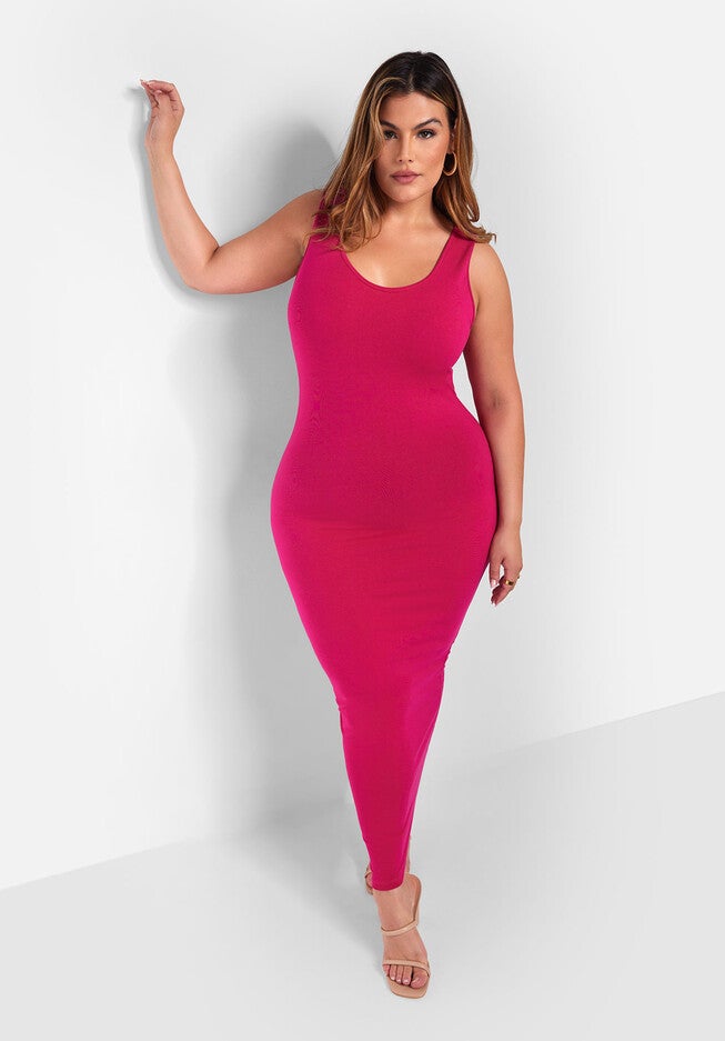 Essential Tank Maxi Bodycon Dress, Fuchsia / Deep Fuchsia, alternate image number 1