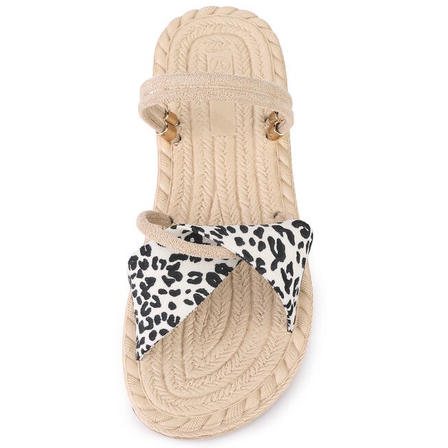 Cross Strap Slip On Summer Flat Sandals, Black White / Black, alternate image number 1