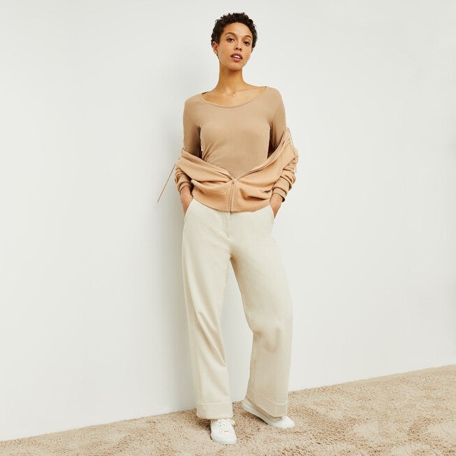 Marcia Layering T-Shirt - Ribbed Pima Cotton, Camel / Brown, alternate image number 4