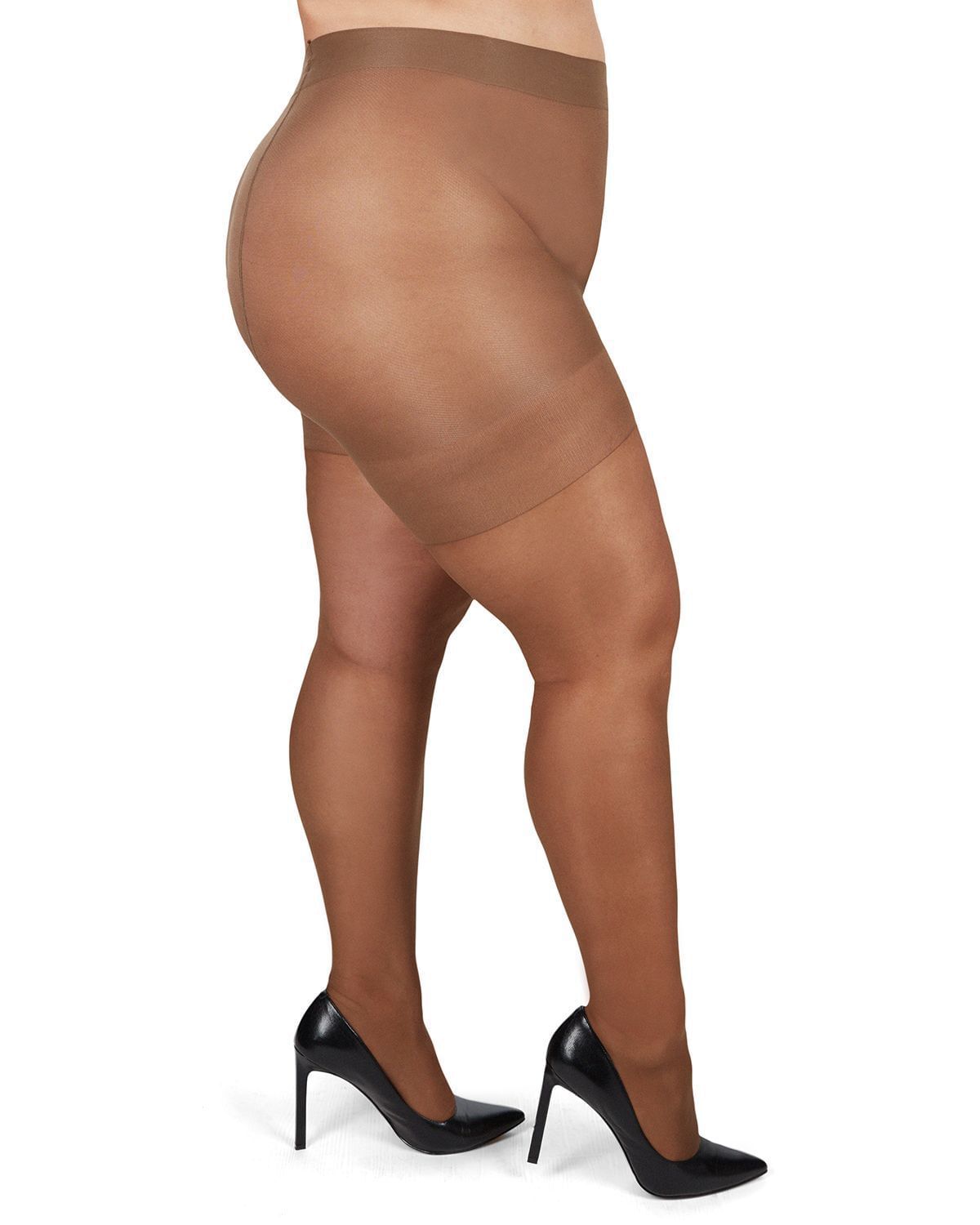 Energizing Plus Size Curvy Control Top Pantyhose, Utopia / Bronze, hi-res image number 0