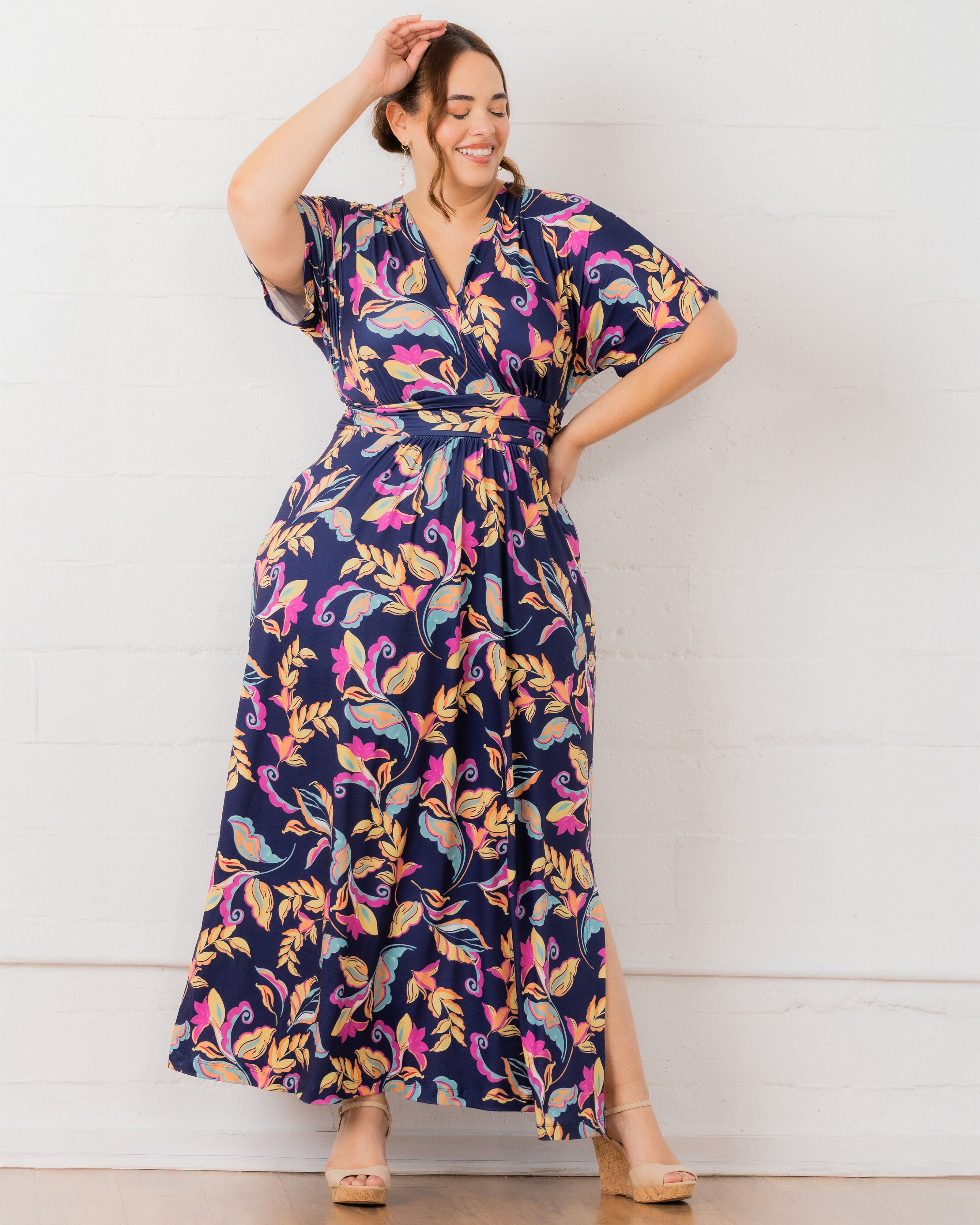 Vienna Maxi Dress, TALAVERA MOTIF / Navy, alternate image number 4