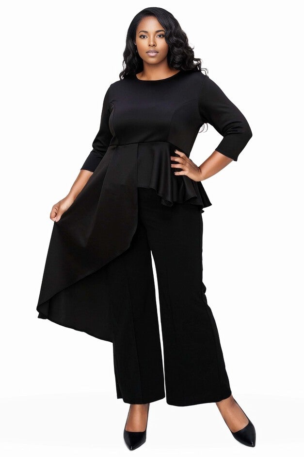 Sanctuary Asymmetrical Peplum Top, Black / Black, hi-res image number 0