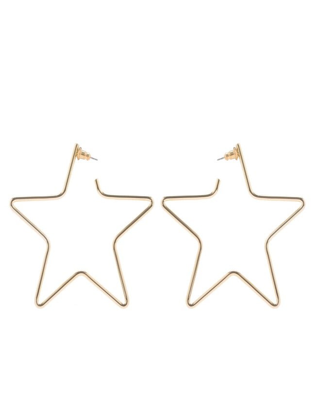 Large Full Star Earrings Gold, Gold / Gold, hi-res image number 0