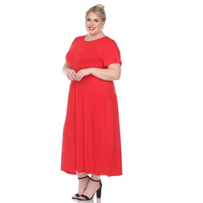 Short Sleeves Maxi Dress, Red / Red, alternate image number null
