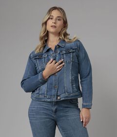 Plus Size Blue Denim Jacket