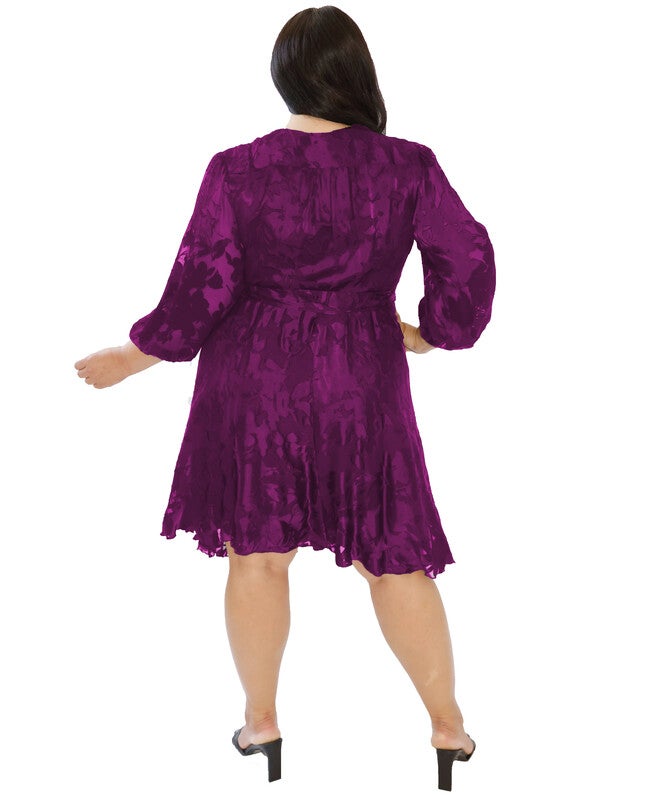 Purple Burnout Wrap Dress, Purple / Purple, alternate image number null
