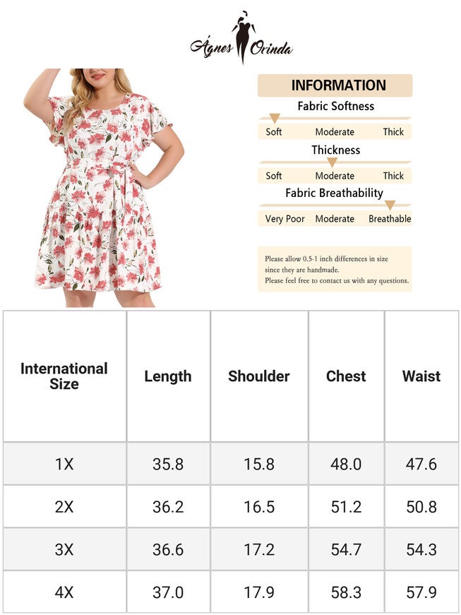 Summer Floral Flare Short Sleeve Swing Dress, White / White, alternate image number 4