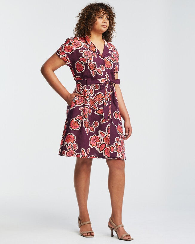 Jasmin Linen Floral Dress, RosePlum / Pink, alternate image number null