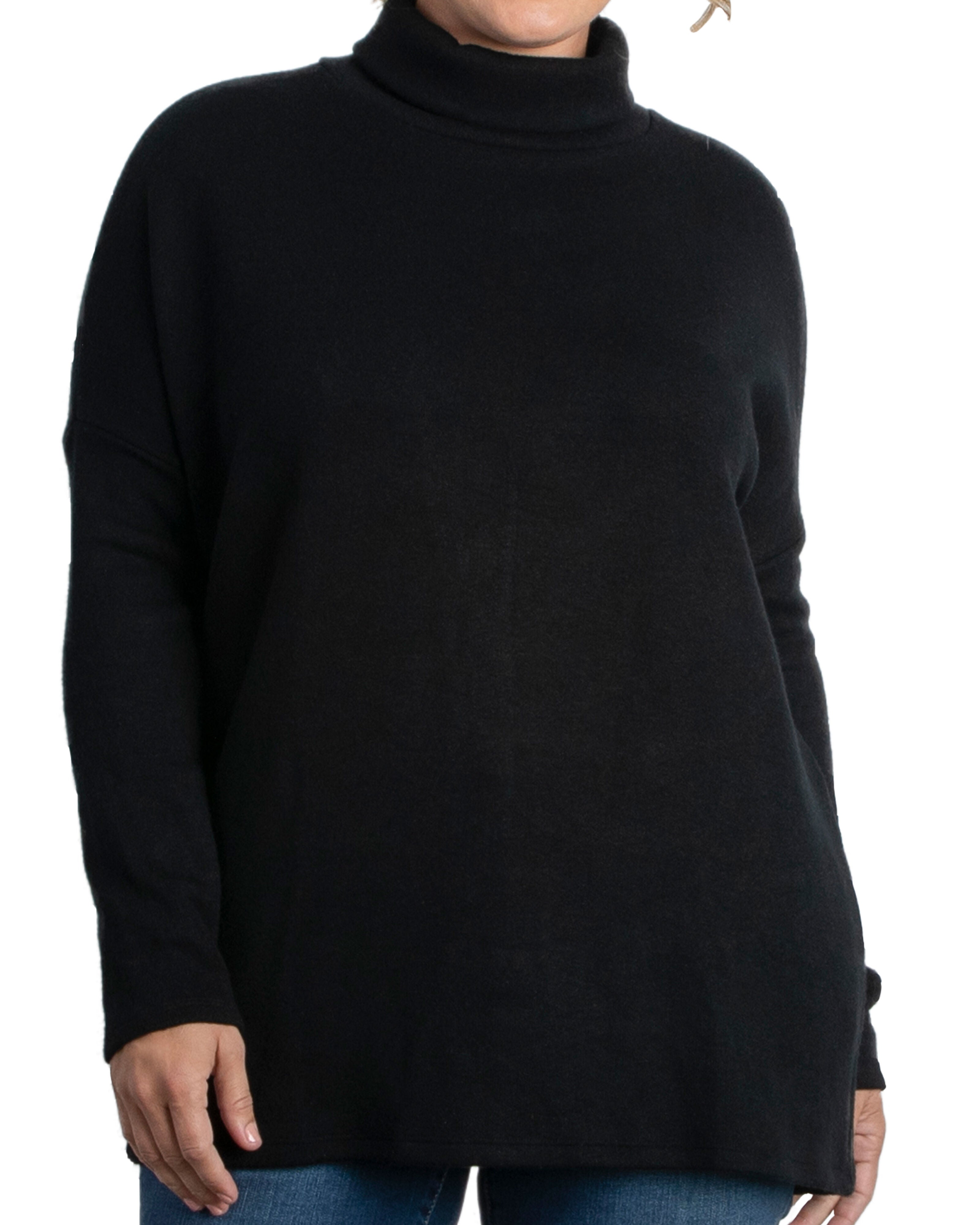 Paris Turtleneck Tunic Sweater, BLACK NOIR / Black, alternate image number 4