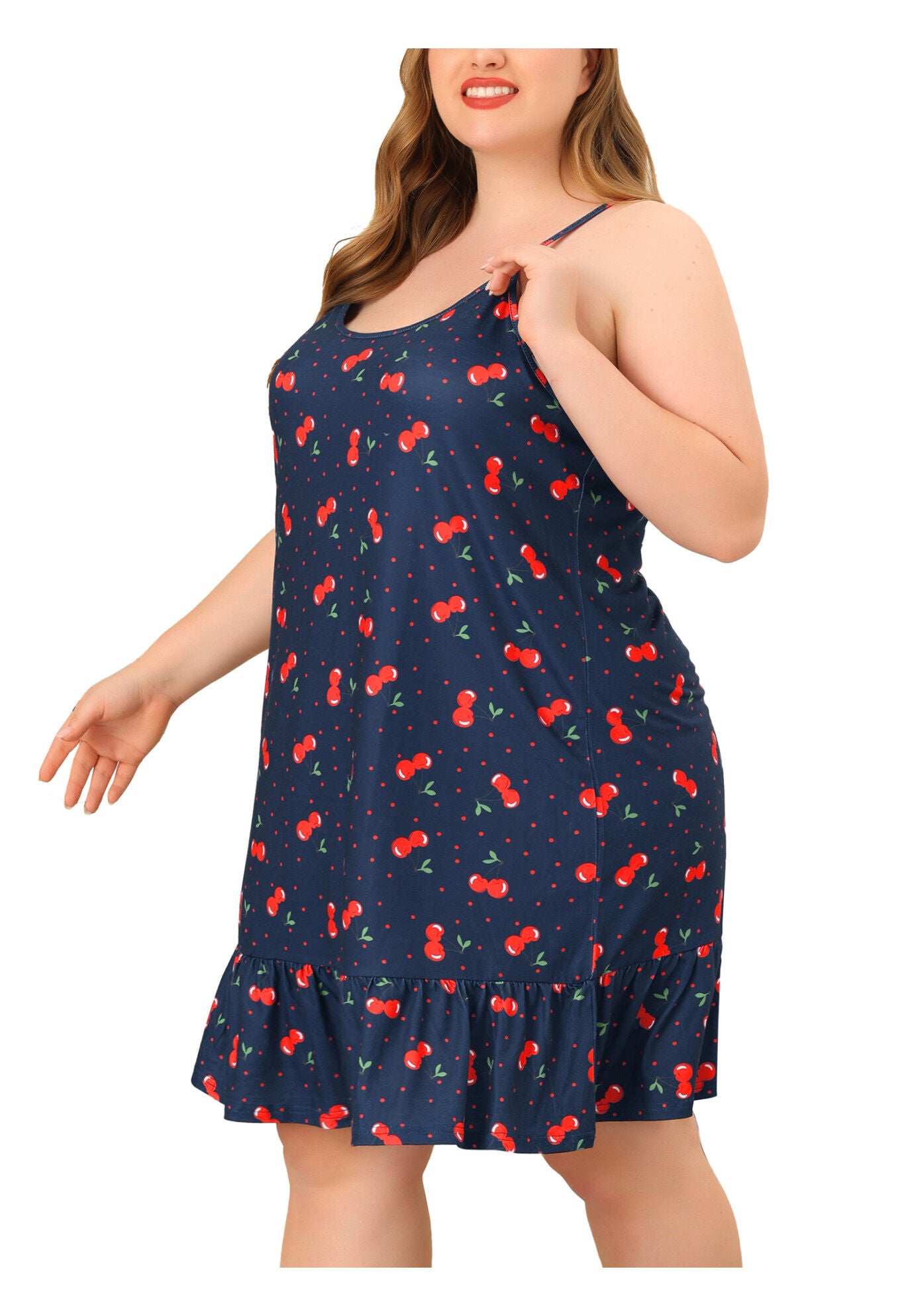 Chemise Printed Strap Nightwear Lingerie, Navy / Navy, alternate image number 4