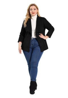 DRAPE OPEN FRONT FAUX SUEDE JACKET