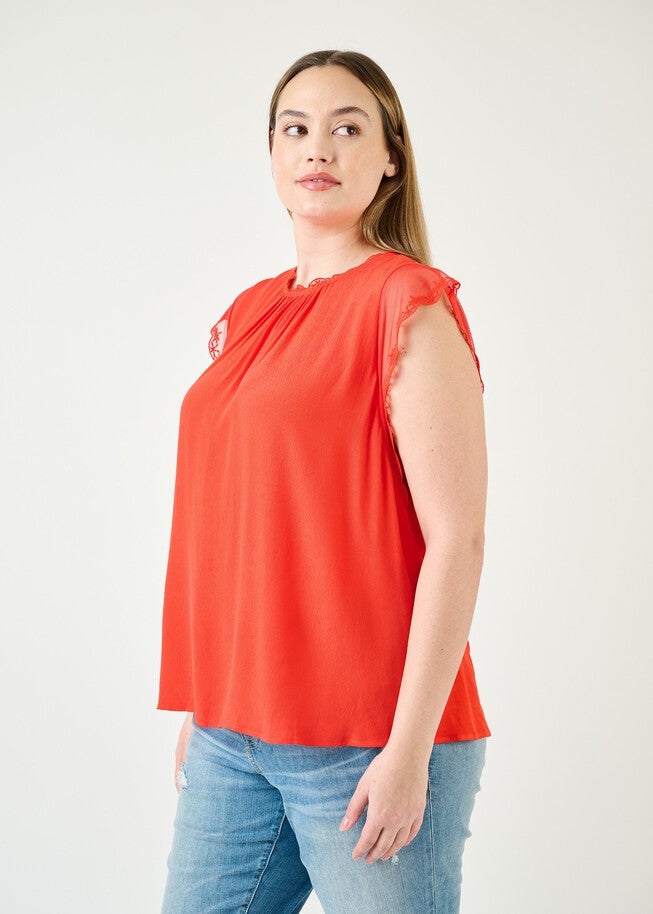 Lucille Sleeveless Top with Embroidered Lace, , alternate image number 7