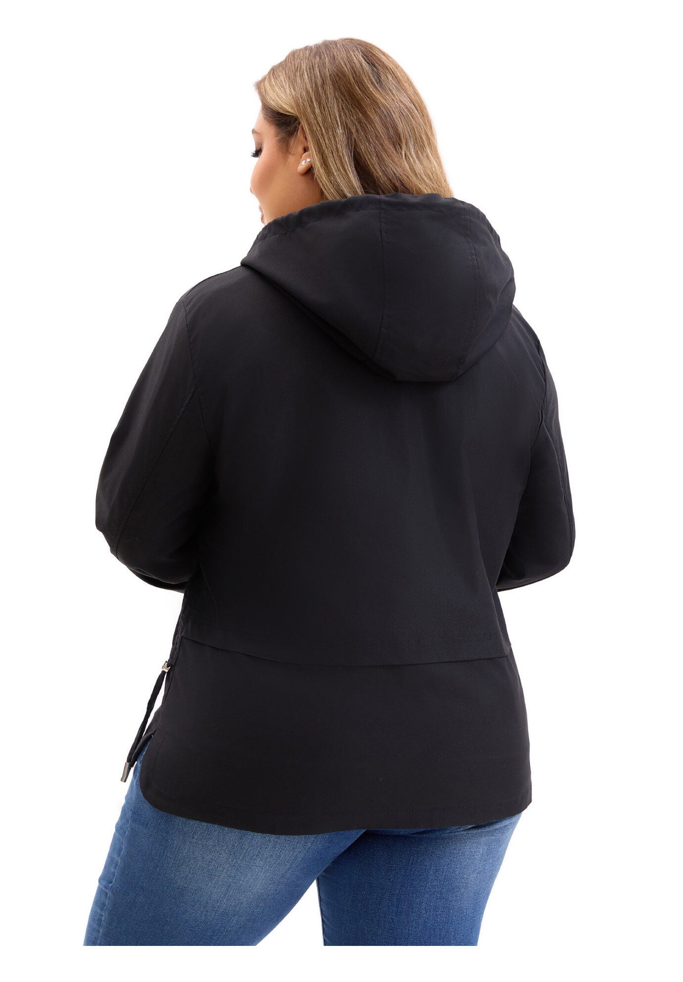 Anorak Zip Up Pockets with Hood Coats Jacket, Black / Black, alternate image number 3