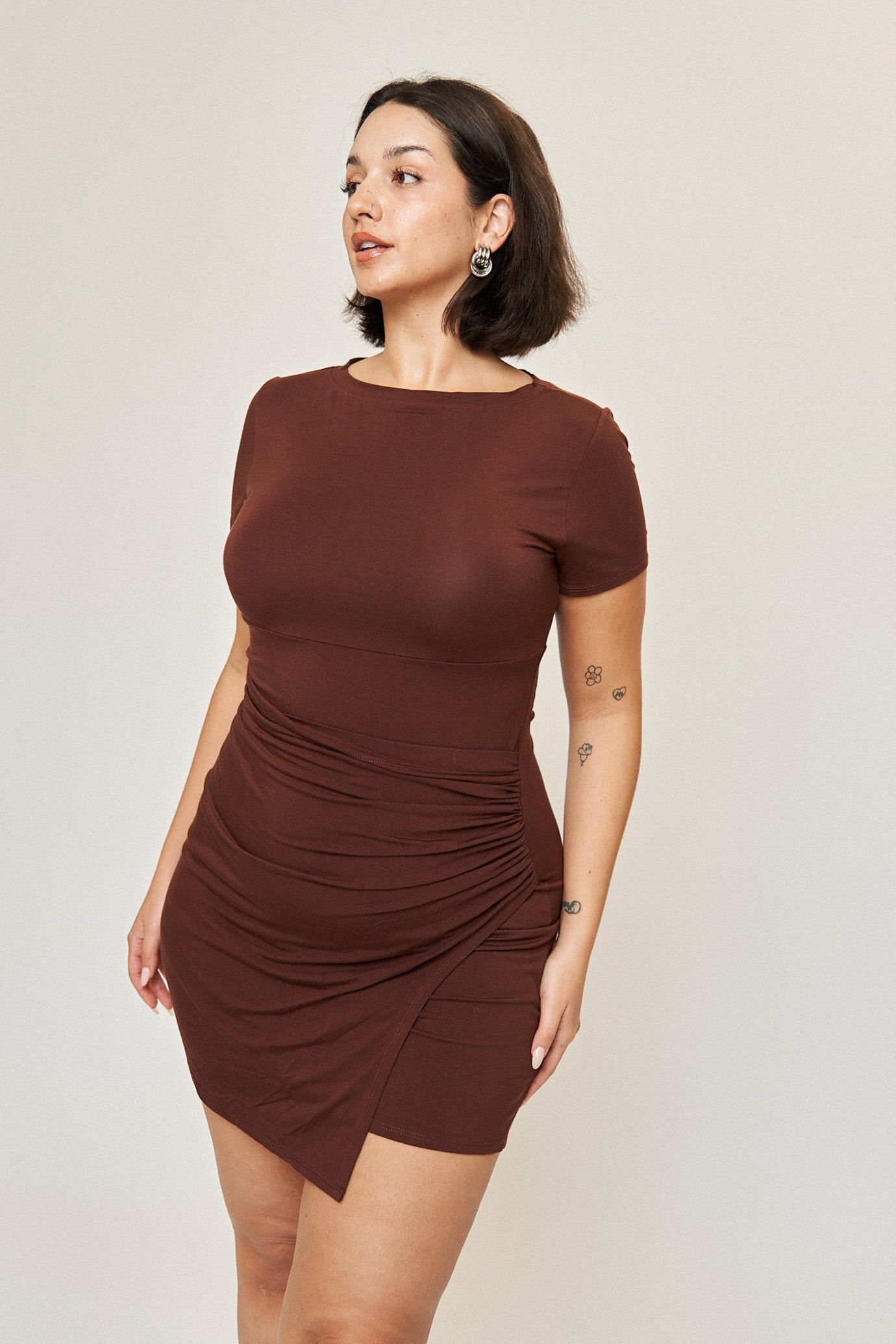 Kara Wrap Dress, Chocolate / Brown, alternate image number 1