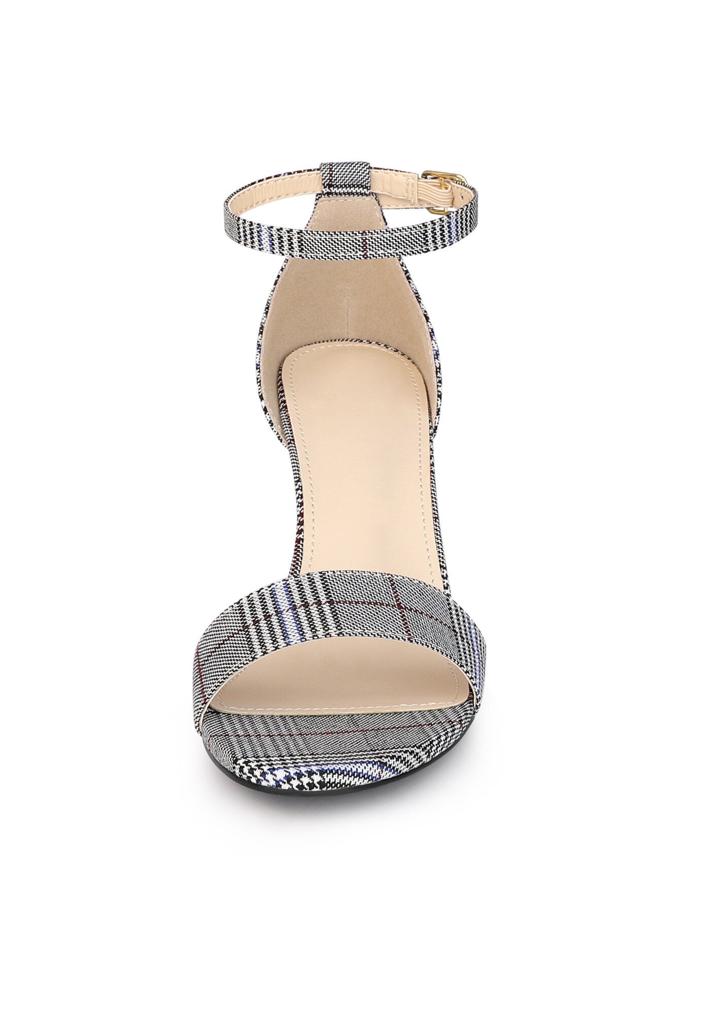 Open Toe Ankle Strap Chunky High Heel Sandals, Black White / Black, alternate image number 4