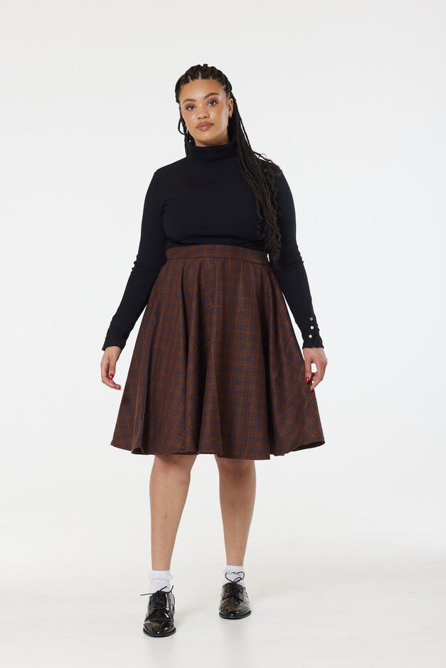 Sophie Skirt Blue and Brown, Brown / Brown, hi-res image number 0